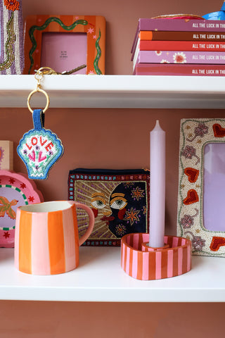 All The Luck in the World - Candleholder Striped Heart