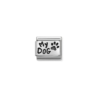 Nomination - Link PLATES OXIDIZED  925 sterling silver MY DOG