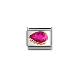 Nomination - Link CLASSIC FACETED left drop 9k rose gold RED