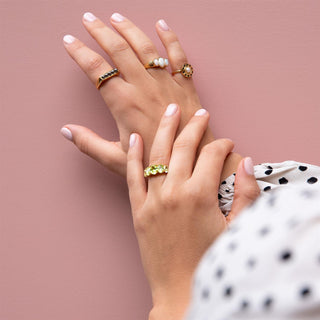 All The Luck in the World - Cherie Goldplated Ring Bar Bobble - Grey