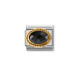 Nomination - Link FACETED stainless steal and 18k gold BLACK