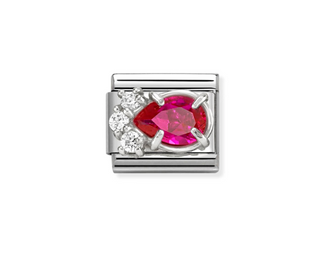 Nomination - Link CLASSIC cz and 925 sterling silver RED DROP