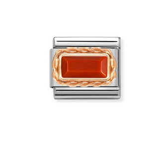 Nomination - Link CLASSIC BAGUETTE stone and 9k rose gold RED CORAL