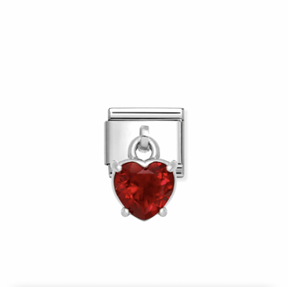 Nomination - LINK 925 Sterking silver & Zirconia CHARM HEART RED