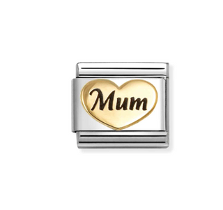 Nomination - Link CLASSIC SYMBOLS enamel and 18k gold MUM HEART