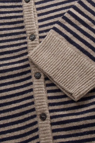 SKALL - Senna Cardigan - Brown/Navy Stripe