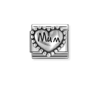 Nomination - Link OXIDIZED SYMBOLS 925 sterling silver HEART WITH DOTS MUM