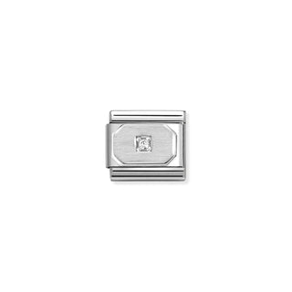 Nomination - Link 925 Sterling Silver and Zirconia BLUNTED RECTANGLE WHITE