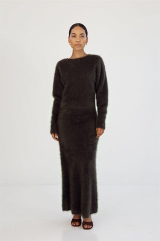 ALMADA LABEL - Umi Brushed Cashmere Skirt - Chocolate