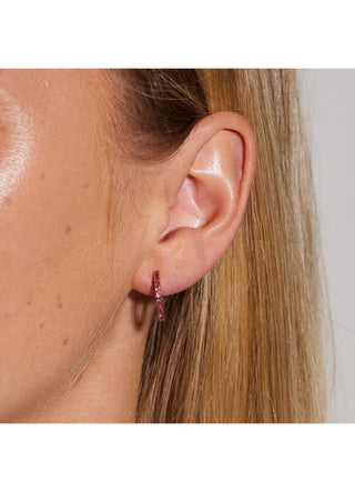 Emilia by Bon Dep - Medium Hoops - Cerise