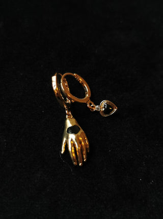 ISABEL MARANT JEWELRY - Hoops with Hand & Heart - Black