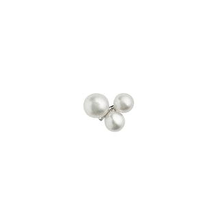 STINE A - Three Pearl Berries Earrings - Silver Single