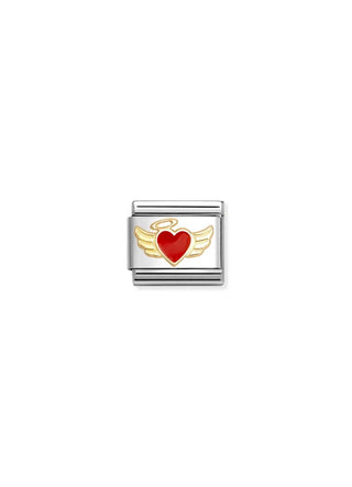 Nomination - Link 18k Gold & Enamel ANGEL HEART RED