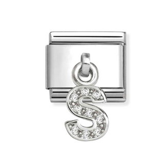 Nomination - Link CHARMS LETTERS cz and 925 sterling silver S