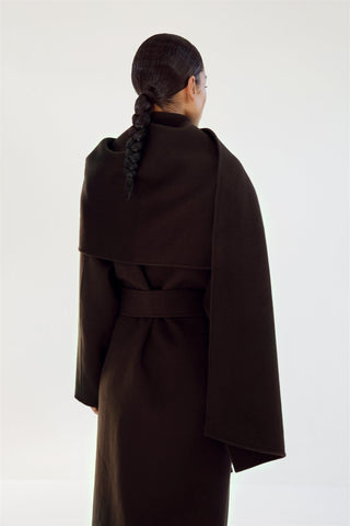 ALMADA LABEL - Mara Double-Faced Coat & Scarf - Chocolate