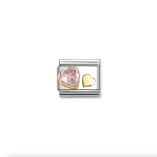 Nomination - Link Gold & Zirconia TWO HEARTS GOLD & PINK