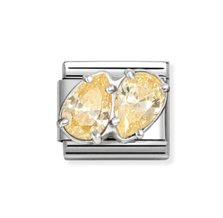 Nomination - Link CLASSIC cz and 925 sterling silver YELLOW DOUBLE DROPS