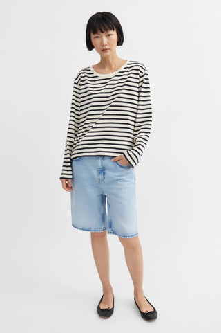 SKALL - Loui Oversized Blouse - Dark Navy/White Stripe