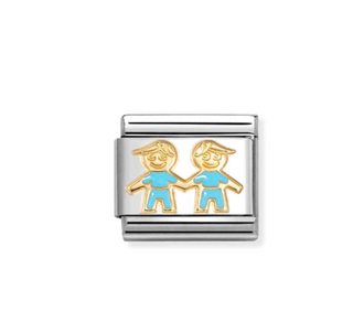 Nomination - Link CLASSIC SYMBOLS enamel and 18k gold BLUE BROTHERS