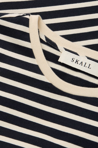 SKALL - Marron Regular Tee - Navy/Off White Stripe