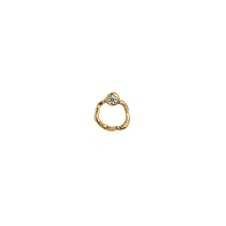 STINE A - Petit Wavy Circle Earring W/Stone Gold