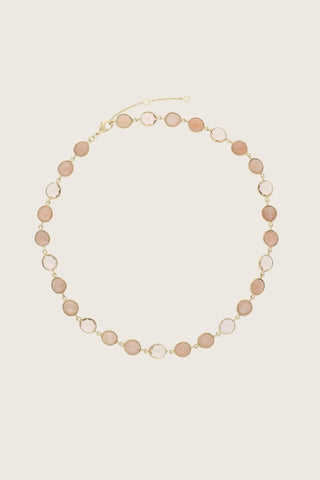 SHANSHAN PARIS - Ellipsi Necklace - Peach Moonstone/Rose Quartz