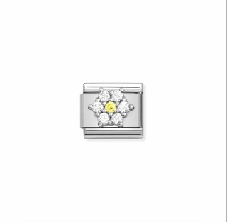 Nomination - Link SYMBOLS 925 sterling silver RICH WHITE YELLOW flower