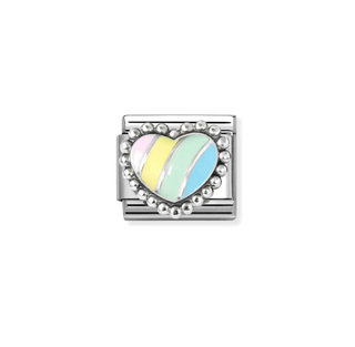 Nomination - Link SYMBOLS enamel and 925 sterling silver MULTICOLOR RAISED HEART