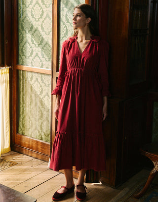 PINK CITY PRINTS - Amelia Dress - Burgundy Cord