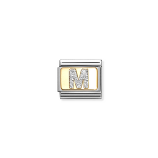 Nomination - Link GLITTER LETTER 18k gold M