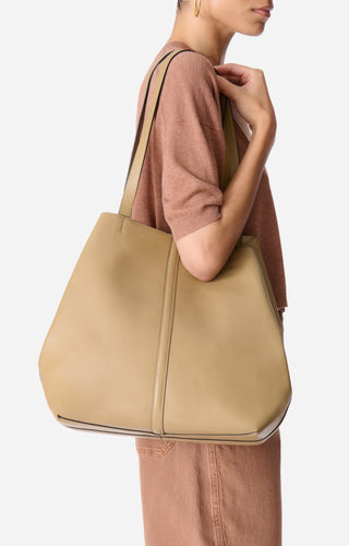 VANESSA BRUNO - Large Daily Leather Tote - Olive