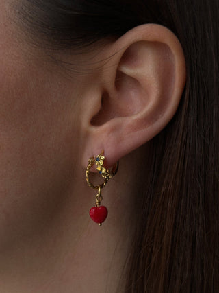 Pico Copenhagen - French Petit Heart Pendant - Red Silver