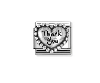 Nomination - Link OXIDIZED SYMBOLS 925 sterling silver HEART WITH DOTS THANK YOU