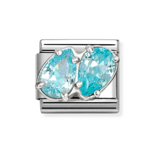Nomination - Link CLASSIC cz and 925 sterling silver LIGHT BLUE DOUBLE DROPS