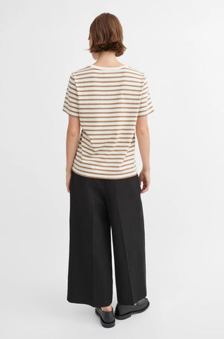 SKALL - Loui Regular Tee - Light Brown/White Stripe