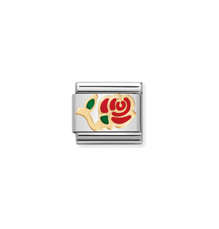 Nomination - Link NATURE enamel and 18k gold RED ROSE