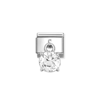 Nomination - Link CHARMS CUBIC ZIRCONIA 925 sterling silver (09_White round)