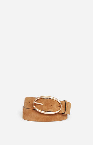 VANESSA BRUNO - Iris Velvet Buckle Belt Oval - Miel