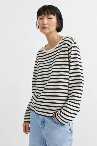 SKALL - Loui Oversized Blouse - Dark Navy/White Stripe