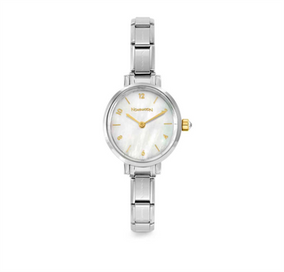 Nomination - PARIS watch with steel strap and OVAL HANDS with CZ WHITE MOTHER-OF-PEARL