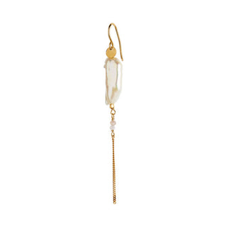 STINE A - Long Baroque Pearl With Chain Earring - Peach Sorbet Single
