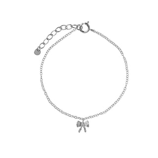 STINE A - Petit Bow with Stone Bracelet - Silver