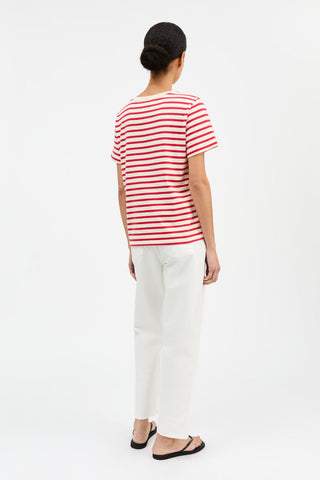 SKALL - Marron Regular Tee - Off White/Red Stripe