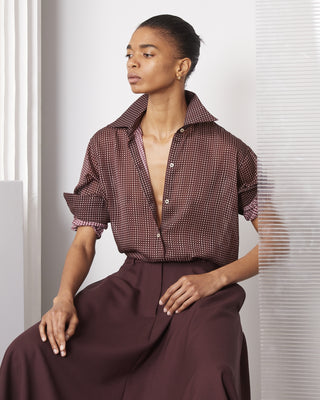 Officine Générale - Augustine Shirt - Red Wine/Burgundy/White