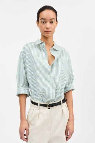 SKALL - Edgar Shirt - White/Aqua Stripe