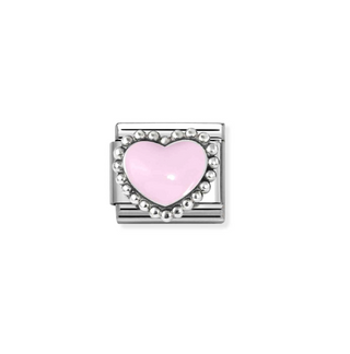 Nomination - Link SYMBOLS enamel and 925 sterling silver PASTEL PINK RAISED HEART