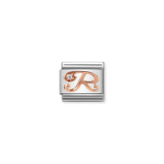 Nomination - Link LETTERS zircon 9k rose gold R