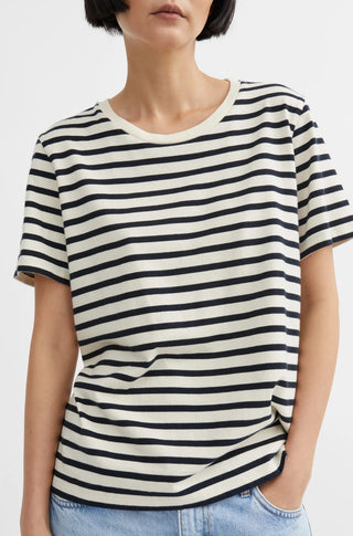 SKALL - Loui Regular Tee - Dark Navy/White Stripe