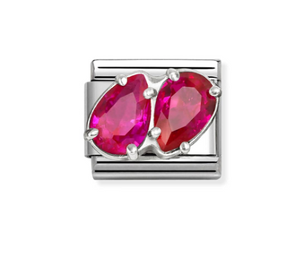Nomination - Link CLASSIC cz and 925 sterling silver RED DOUBLE DROP