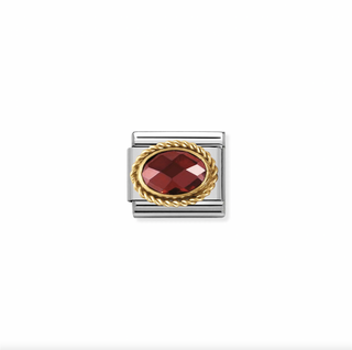 Nomination - Link Faceted Cubic Zirconia Braided Setting 18K Gold RED